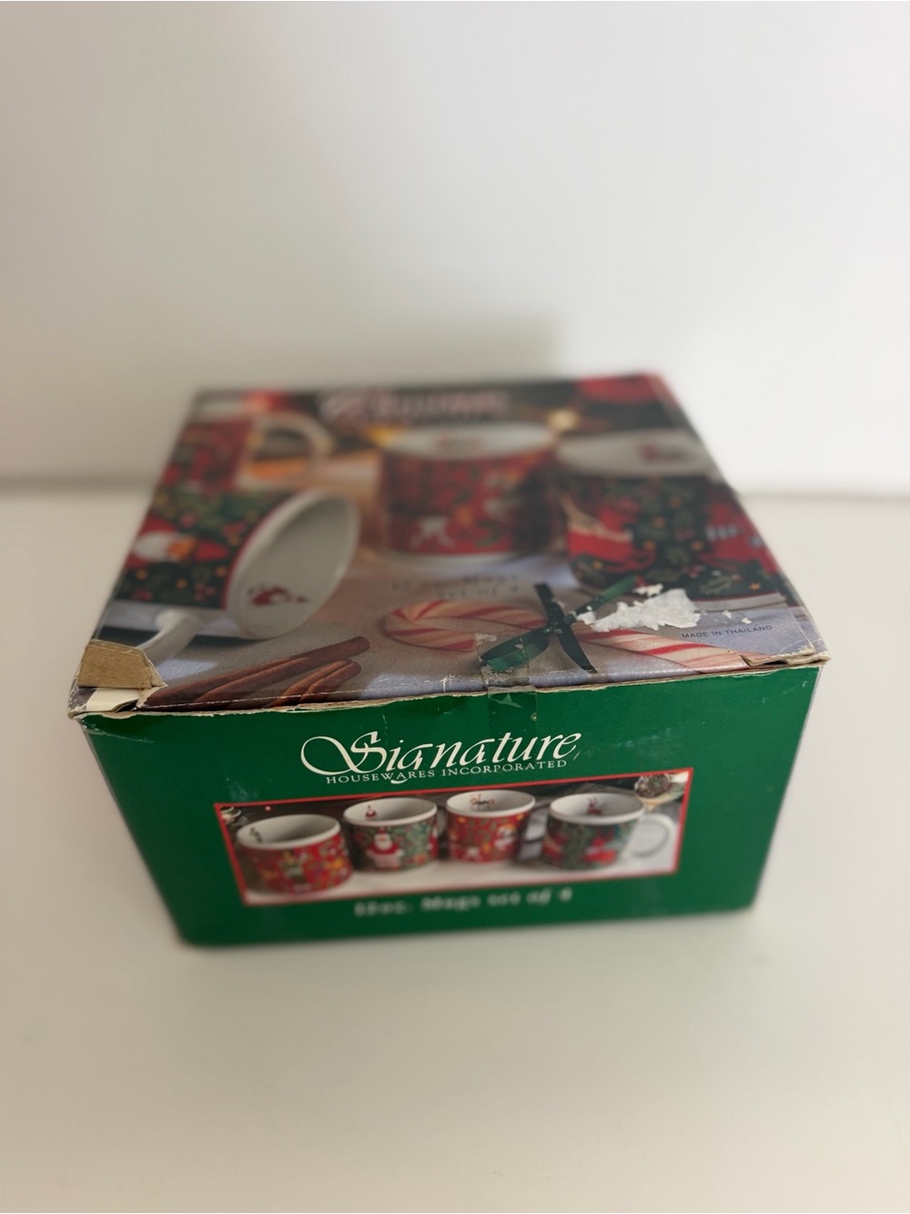 Signature Housewares Christmas Holiday Santa Reindeer Mugs Set 4, 12 oz Ceramic